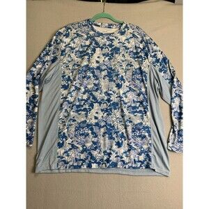 HUK Shirt Mens XXXL Blue Icon X Tide Change Fishing Performance Sun Camo
